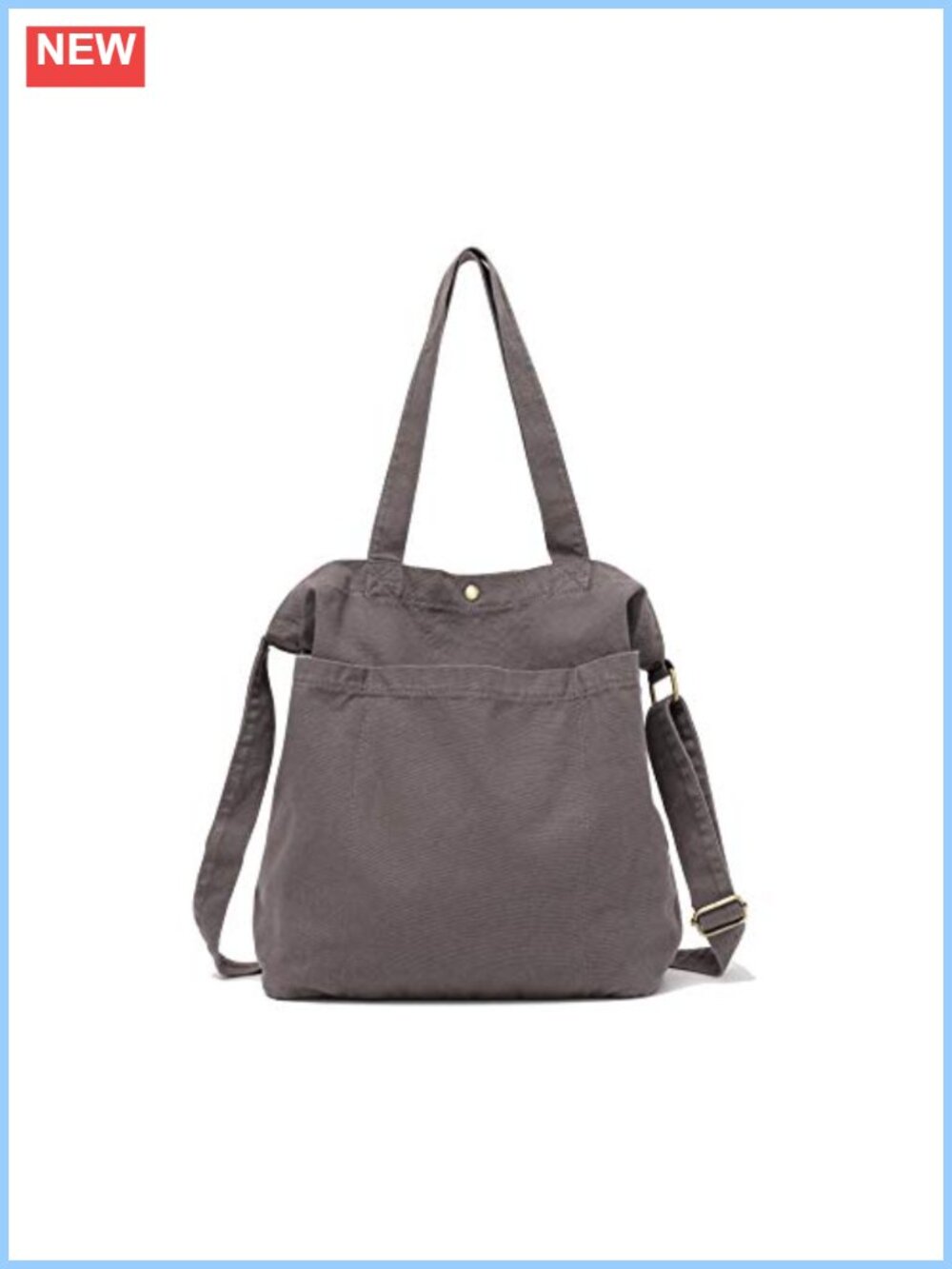 Washed Canvas Tote Bag for Women, Crossbody Shoulder Bag, 3 Pockets